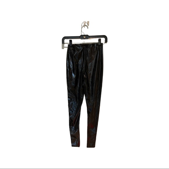 BLACK SHINY VINYL PU LEGGINGS size UK4 - Picture 4 of 6
